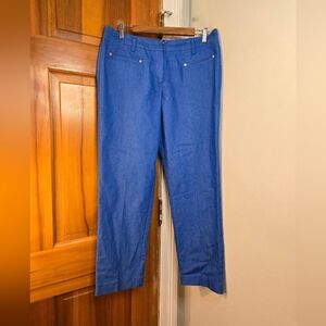 Larry Levine Blue Straight Leg Women's Flat Front Pants Sz 12